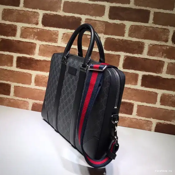 First bag ru GUCCI Black GG briefcase 0613